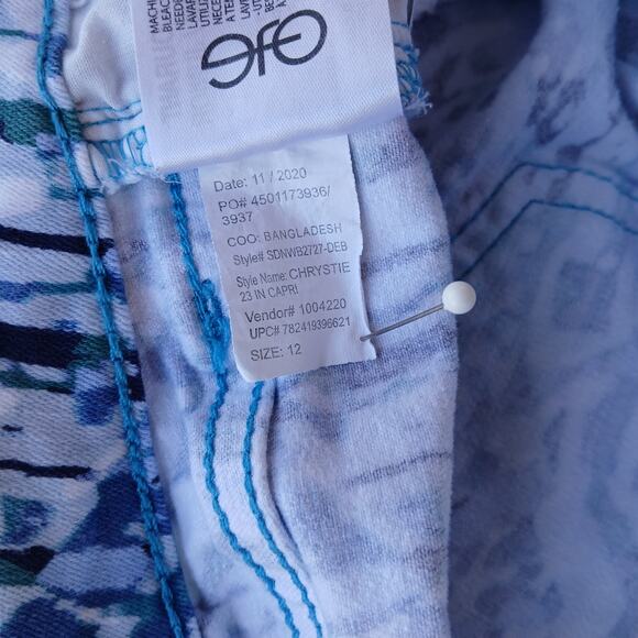 Nine West Chrystie Capri Denim Blue Print 12 stretch soft twill low rise cuffed - Picture 9 of 16